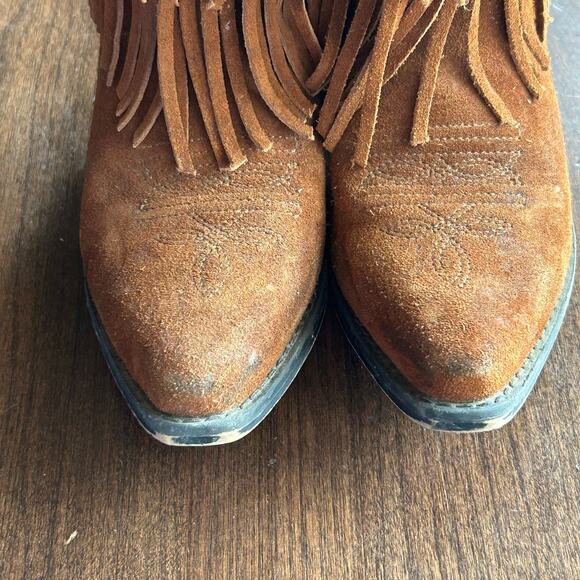 SHYANNE GIRLS' FRINGE SNIP TOE WESTERN BOOTS size 2 brown leather - Picture 3 of 9